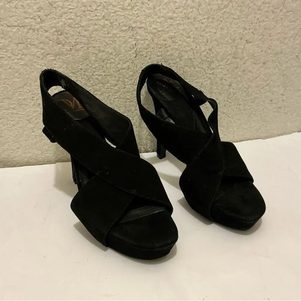 Diane Von Furstenberg made in brazil black velvety suede stiletto heels